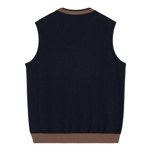 Aquascutum/雅格狮丹秋冬新品男士鸡心领羊毛混纺针织衫背心通勤