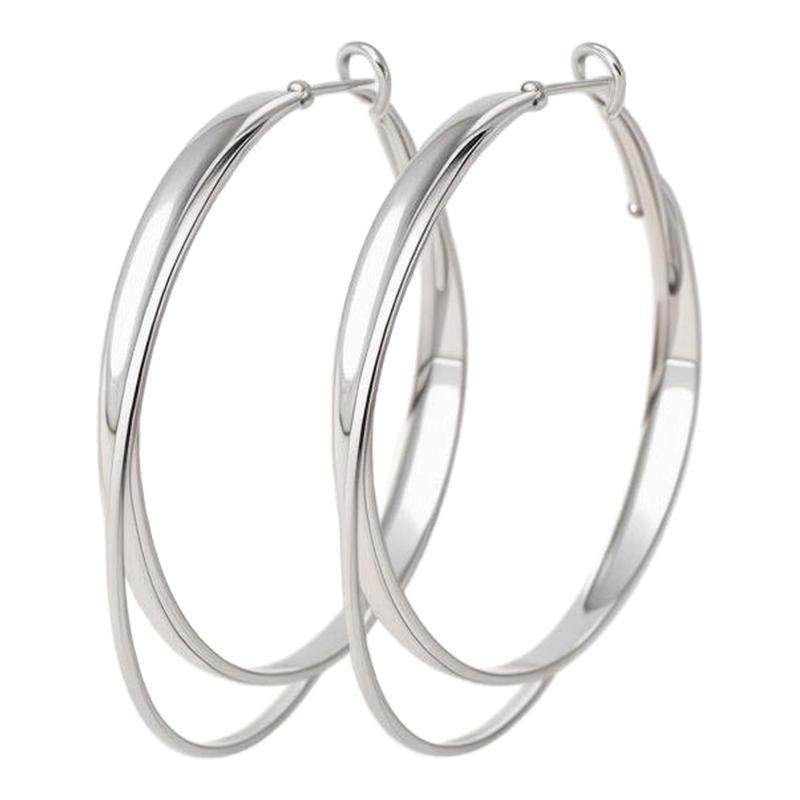 金属双层圈圈耳环女轻奢高级感气质大耳圈圆圈耳钉素圈耳饰耳扣