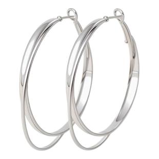 金属双层圈圈耳环女轻奢高级感气质大耳圈圆圈耳钉素圈耳饰耳扣