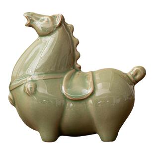 陶瓷唐马摆件小号招财客厅玄关酒柜桌面装饰品办公桌生肖马摆设