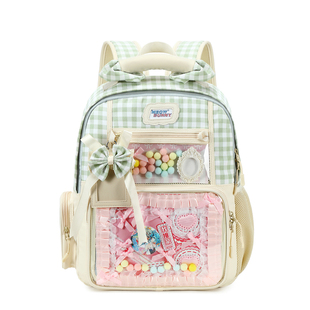meowbunny 格纹痛包可爱双肩包女大容量高颜值动漫背包多功能书包