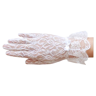 儿童礼服手套女童薄短款优雅蕾丝花边蝴蝶结晚宴走秀演出礼仪生日