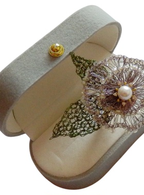 手工微钩编织铜丝可调节大小戒指