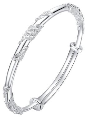 中国珠宝999银繁花似锦银手镯