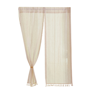 拾光日式棉麻门帘隔断侘寂风免打孔短帘流苏卧室厨房卫生间风水帘