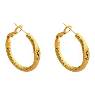 金属圈圈耳环镀厚银镀24k金耳圈小众高级设计百搭气质女耳饰耳坠