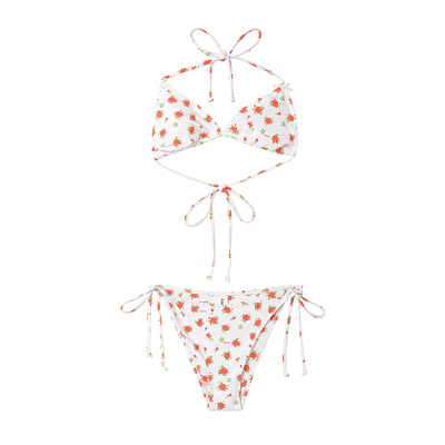 Limone白色比基尼海边度假风泳衣