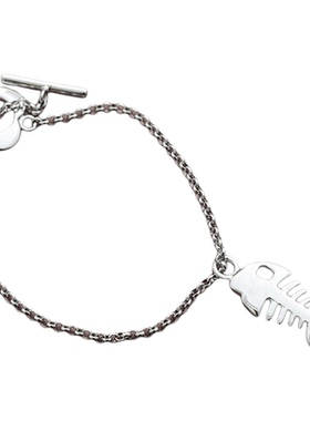 韩版手链925纯银韩版女心形鱼骨