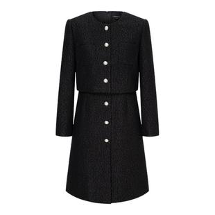 【含羊毛】Scofield女装复古假两件连衣裙珍珠纽扣2025秋冬新品