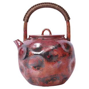 陨石坑火烧云色纯铜烧水壶一体嘴一张打紫铜煮茶壶创意特色异型壶