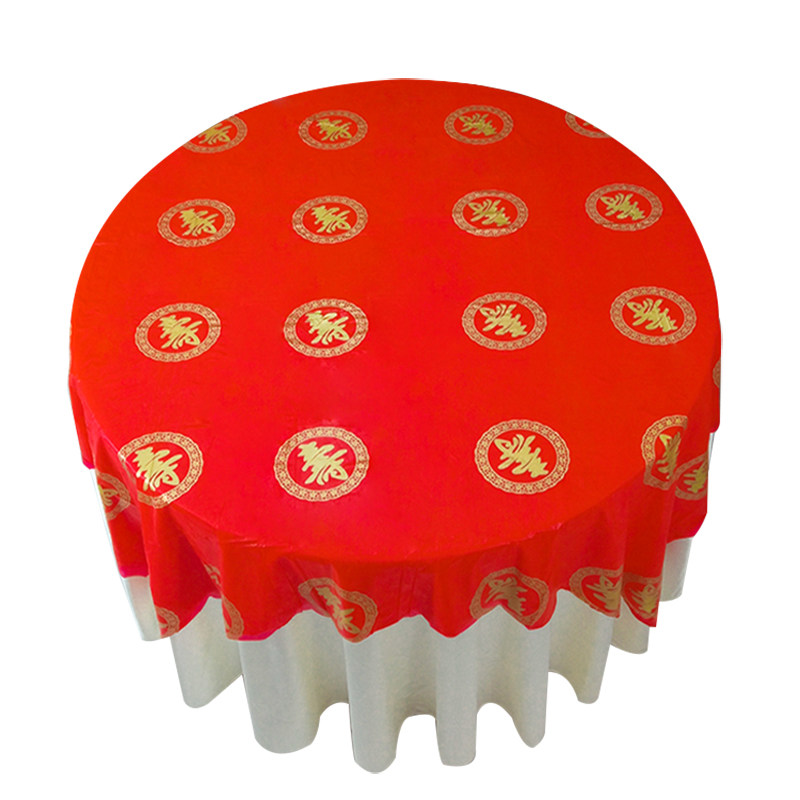 寿宴一次性桌布红色圆桌祝寿台布