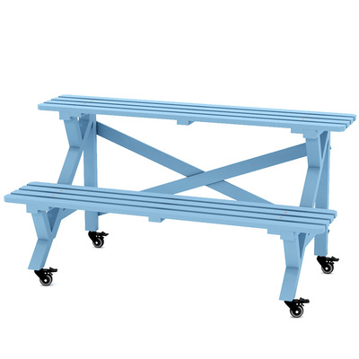 阶梯式复古蓝色庭院防水实木花架