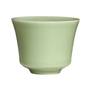 茶与器 陶艺家蔡晓芳 晓芳窑碧青釉菊泉杯主人杯茶杯茶具