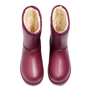 雨鞋女加绒防滑水鞋加厚保暖防水棉雨靴男冬季水靴一体绒厚底胶鞋