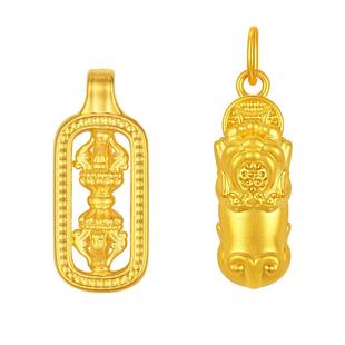 周大生黄金金刚杵吊坠女足金硬金铜钱貔貅情侣挂坠新年礼物送女友