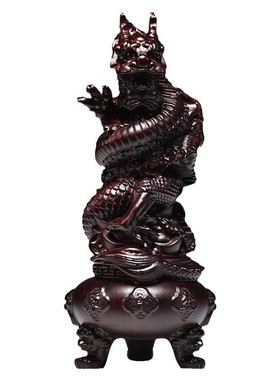 黑檀实木盘龙摆件生肖龙木雕刻龙飞龙补角家居客厅装饰开业摆设品