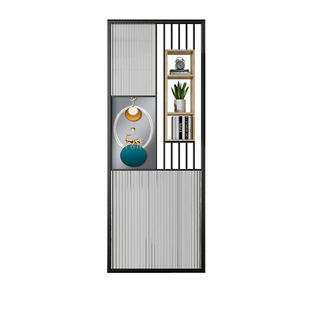 现代简约长虹玻璃隔断屏风进门入户玄关干区客厅卫生间半墙格栅柜