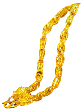 创缘男士霸气镀黄金空心龙头项链