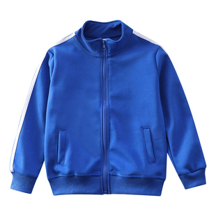 男女儿童装纯色两道杠棉运动服外套春秋拉链开衫中大园班校服上衣