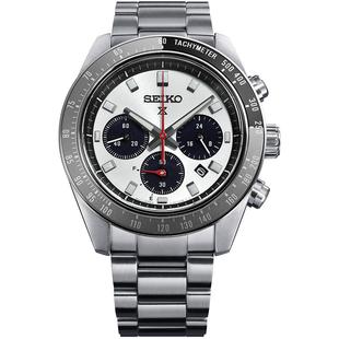 SEIKO精工手表男款大熊猫迪三眼计时太阳电能腕表运动石英表