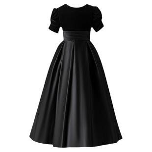 新款女童黑色小礼服公主裙女童高端管乐团音乐会钢琴演出服晚礼服