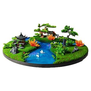 酒店餐桌中间摆花桌摆转盘花装饰品高端饭店餐厅饭桌微缩景观摆件