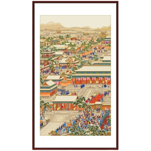 万国来朝十字绣2026年新款玄关客厅高级竖版名画中国风手工自己绣