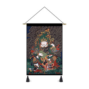 中式复古四大天王挂毯门神挂画客厅大堂装饰画吧台民宿挂布中国风
