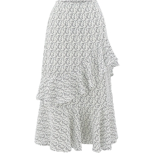 MOUSSY 夏季新品森系碎花不规则荷叶边半身裙女028HSZ30-1521