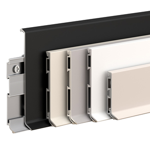 奶油风铝合金踢脚线4公分菱花白杏子灰金属贴脚线6/8cm超薄地脚线