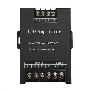 led灯带灯条5V-24V功率放大器七彩RGB控制器12V30a信号中继器45a