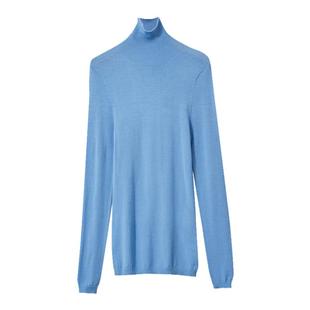 Amii2025冬新款高领堆堆领可机洗全羊毛毛衣女无缝一体百搭上衣