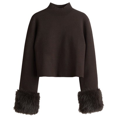 HM女装针织衫2025年秋季新款细密针织高领上衣1305499