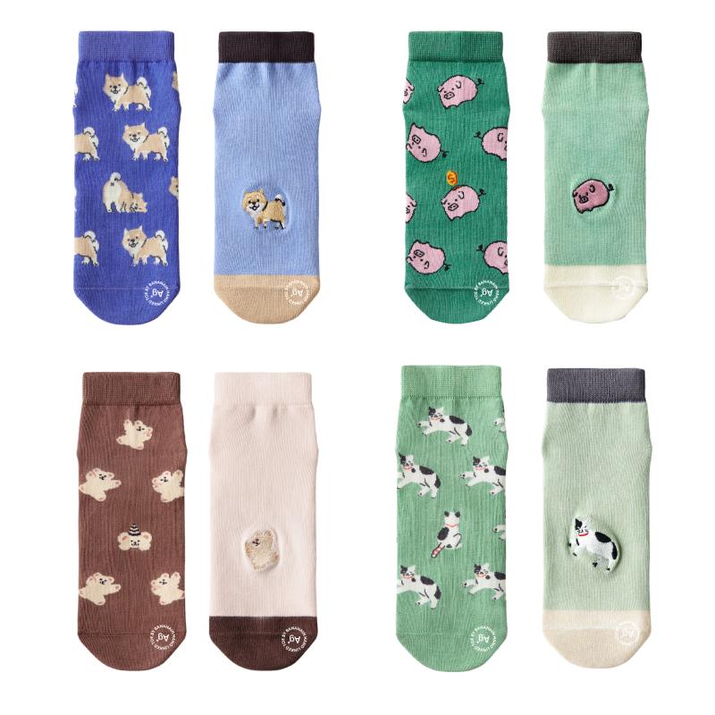 抗菌棉袜|蕉内银皮520Color男女士短袜宠物猫咪图案可爱卡通袜子