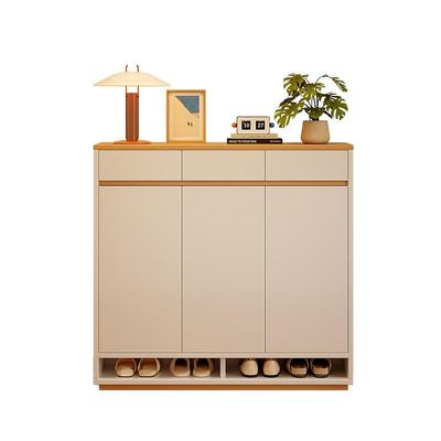 原木奶油风鞋柜，颜值收纳双在线