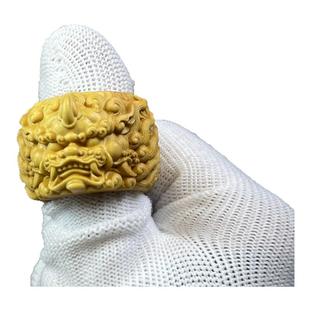 黄杨木雕招财貔貅扳指男士戒指实木质盘玩物件手把件装饰品送礼品