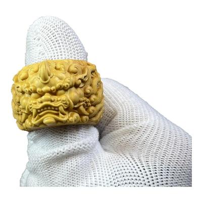 黄杨木雕招财貔貅扳指男士戒指