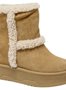 圣恩熙真皮10cm厚底加绒雪地靴