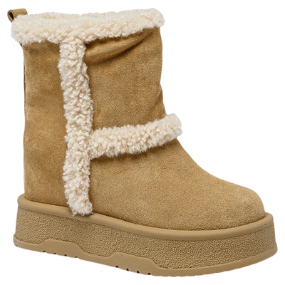 圣恩熙真皮10cm厚底加绒雪地靴