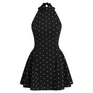 【明星同款】CIDER 挂脖波点露背短裙荷叶边连衣裙114600476