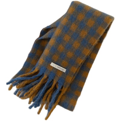 unclecm秋冬格子韩系女围巾保暖