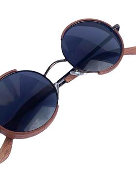 俄罗斯代购复古小圆黑片木质太阳