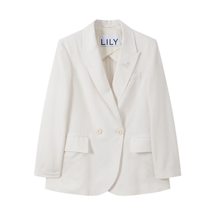 【100%醋酸】LILY2026新款女装职业通勤休闲高级感米色西装外套