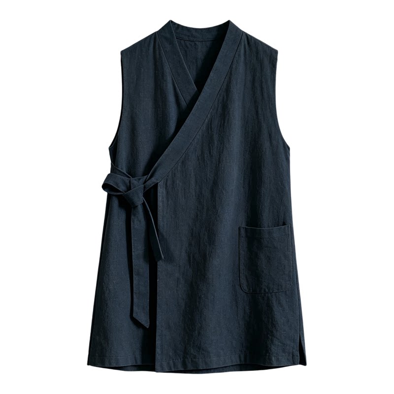 大觉秋季长款亚麻宽松汉服马甲