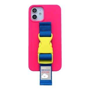 ins适用苹果17 16 15 14 13Pro Max手机壳液态硅胶腕带iPhone12支架荧光玫红11奶酪黄华为mate60Pro芭比粉