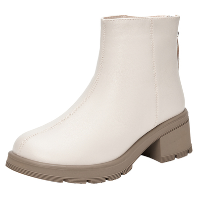 时装靴时尚休闲粗跟高跟后拉链