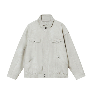 FORNINES机车服情侣潮牌春秋pu皮衣外套男女美式复古痞帅工装夹克