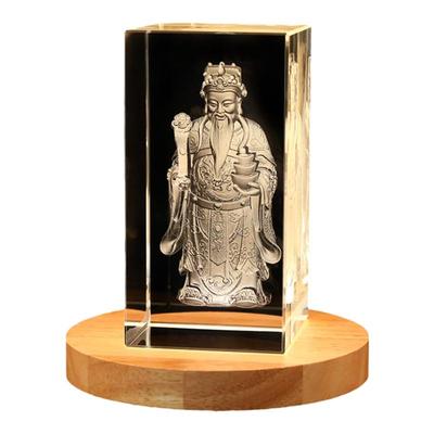 水晶内雕3d文财神摆件店铺开业收银台财神爷家居饰品客厅装饰摆设