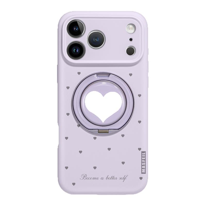 MASFEIL ×紫色小爱心适用苹果18Promax手机壳新款16带支架iPhone17Pro保护套Eo1支点液态硅胶15pm全包高级感