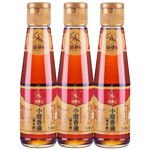 张学堂纯黑芝麻油220ml*3 小磨香油凉拌煲汤火锅添加